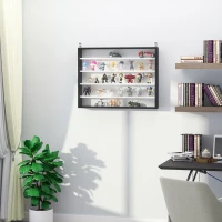 Homcom Panou pentru Colectionari – 5 Etajere, Polite Reglabile Negru(m-2)