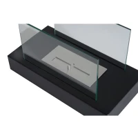 HOMCOM Șemineu Bioetanol din Inox Rezervor 0.4L, 35x18x21cm(m-10)