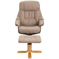 Homcom Fotoliu Rotativ si Rabatabil cu Pouf Coordonat di Piele Ecologica Maro(m-4)