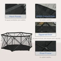 PawHut Gard pentru Caini Pliabil din Otel si Tesatura cu Sac de Transport(m-6)