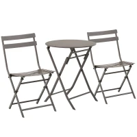 Outsunny Masuta cu Scaune pentru Gradina Pliabile din Otel Maro Set 3 piese(m-1)