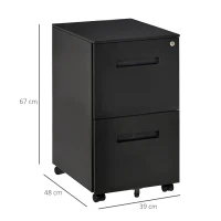 Vinsetto Dulap cu sertare de Birou Clasificator pentru Dosare cu 2 Sertare Încuietoare 39x48x67cm Negru(m-3)