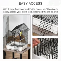 PawHut Cusca pentru Pasari din Metal cu Maner Tava Detasabila si Leagan(m-5)