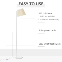 HOMCOM Lampadar de Sol cu abajur, baza rotunda, Metal, 25x27x165 cm, Alb/Crem(m-6)