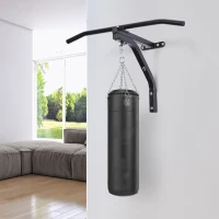 Homcom Suport pentru Sac de Box Bara Pull Up pentru Ridicare Maxim 130kg in Otel Negru 93x47x51cm(m-2)
