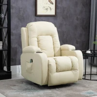 HOMCOM Fotoliu Masaj Rabatabil in Piele Sintetica Bej 8 Zone de Masaj si cu Telecomanda(m-2)