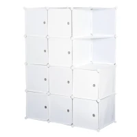 HOMCOM Dulap Gardaroba Modulara 10 Cuburi, Alb,111x47x145cm(m-1)
