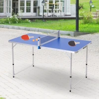 Outsunny Masa Pliabila Multifunctionala de Camping cu Plasa de Ping Pong 160 x 80 cm(m-2)