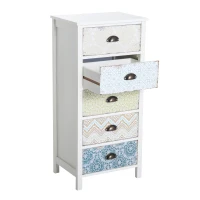 HOMCOM Comoda Dulapior Vintage cu 5 Sertare Fantezie, 46x34x97.5cm(m-1)