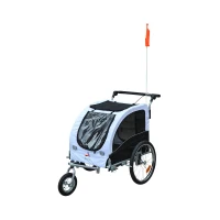 PawHut Cărucior tip Remorcă pentru Câini pentru Bicicletă, Alb și Negru(m-1)