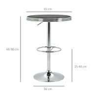 HOMCOM Masa Moderna de Bar sau de Bucatarie Rotunda din Metal si Imitatie de Piele Neagra(m-3)