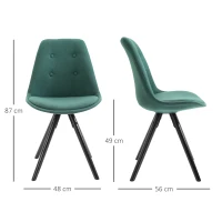 HOMCOM Set 2 Piese Scaune de Pranz captusite design modern pentru sala de pranz verde(m-3)