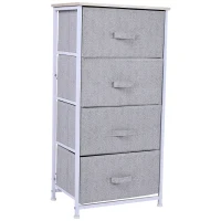 Homcom Mobila Container cu 4 Sertare din Lin Panou Sasiu in Otel Vopsea Praf Raft Superior in MDF Max:25 kg 45x30x92cm(m-1)