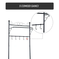 Homcom Cuier pentru Hol cu Rafturi Dulap pantofi in Metal, Negru(m-8)