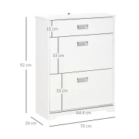 HOMCOM Suport de Pantofi Modern 2 Sertare pentru 16 Perechi de Pantofi si Sertar Mic 70x29x92cm(m-3)