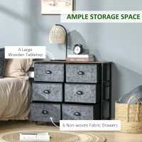 HOMCOM Comoda cu 6 sertare din Material Textil si Otel 80x30x70cm Multicolora(m-4)