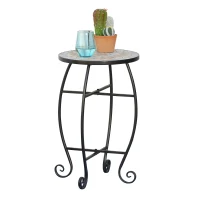 Outsunny Masuta de Gradina si Exterior din Metal si Ceramica Verde si Portocalie(m-4)