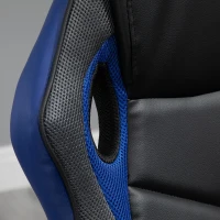 Vinsetto Scaun de Gaming Fotoliu de Birou Rotativ cu Roti din Piele ecologica Negru si Albastru(m-9)