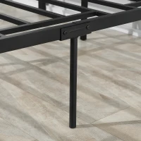 HOMCOM Cadru Pat de o persoana din Lemn si Otel cu Sipci in Stil Industrial, 140x200cm, Negru / Maro Rustic(m-9)