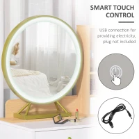 HOMCOM Masa de Machiaj cu Taburet Oglinda cu Lumini LED Raft si Sertare(m-5)