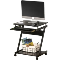 HOMCOM birou cu suport pentru PC si tastatura, negru(m-1)