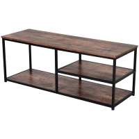 HOMCOM Mobilier TV Modern in Stil Industrial 3 Etajere din Lemn și Metal Maro(m-1)