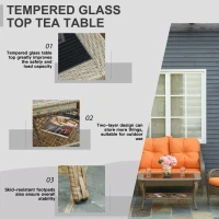 Outsunny Set Mobilier de Gradina in Ratan PE 2 fotolii Canpea cu 2 locuri si masa(m-6)