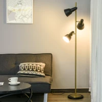 HOMCOM Lampa de podea de 150 cm, cu 3 abajururi reglabile, baza rotunda(m-2)