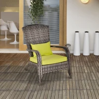 Outsunny Scaun de Gradina si de Exterior din Ratan cu Cotiere si Perne Gri(m-2)