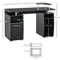 HOMCOM masa de birou suport PC din lemn cu sertare si suport pentru tastatura casa si birou(m-3)