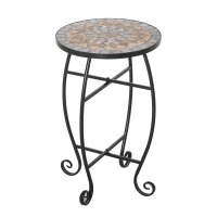 Outsunny Masuta de Gradina si Exterior din Metal si Ceramica Verde si Portocalie(m-1)