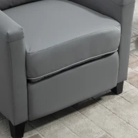 HOMCOM Fotoliu Relax Capitonat si Rabatabil Manual, din Imitatie de piele, 70,5x86x99cm - Gri(m-8)