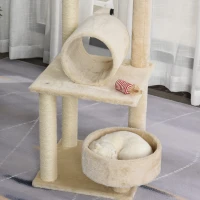 PawHut Spatiu de joaca cu suprafata de zgariat pentru pisici cu activitati multiple minge hamac din sisal plus 121cm(m-7)