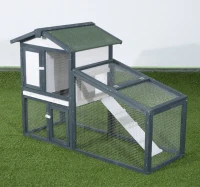 PawHut cusca din lemn pentru iepuri, 140x65x100cm, verde/alb(m-9)