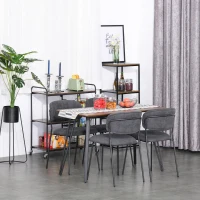 HOMCOM Set de 4 Scaune moderne Capitonate si Stivuibile, din Tesatura si Metal Gri(m-2)