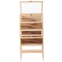 PawHut Cusca pentru Rozitori si Hamsteri cu 4 Rafturi cu Acoperis Trapa in Lemn 60x40x120cm(m-13)