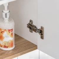 kleankin Dulap cu Oglinda pentru Baie din Lemn Alb si Stejar(m-9)