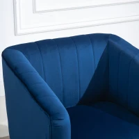 HOMCOM Fotoliu Modern Stil Nordic Invelis din Catifea si Picioare din Lemn, Albastru, 70.5x70x76cm(m-10)