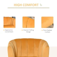 HOMCOM Fotoliu din Catifea pentru Sufragerie Fotoliu scaun pentru Dormitor Galben(m-7)