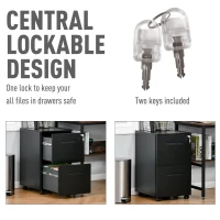 Vinsetto Dulap cu sertare de Birou Clasificator pentru Dosare cu 2 Sertare Încuietoare 39x48x67cm Negru(m-4)