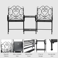 Outsunny set 2 scaune si masuta de cafea, metal, 160x61x96cm(m-6)
