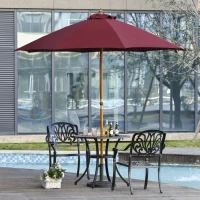 Outsunny Umbrela de Gradina din Lemn cu Acoperis Antivant Rosie(m-2)