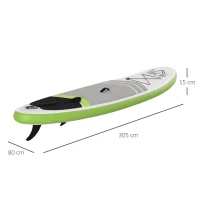 HOMCOM Placa SUP gonflabila cu Accesorii incluse Stand Up Paddle Verde si Alb(m-3)