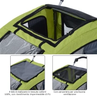 Pawhut Remorca Bicicleta Caini – 130×90×110 cm, Verde & Ventilata(m-7)