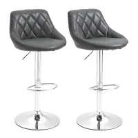 HOMCOM Set 2 Scaune de Bar Pivotante Inaltime Reglabila Negru(m-1)