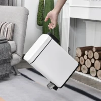 HOMCOM Cos de Gunoi cu pedala, Capacitate 5 l, 29.2 x 14 x 32 cm, Metal, Alb(m-4)