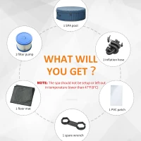 Outsunny Hidromasaj Gonflabil 100 Jeturi Incalzire 40° C pentru 4-6 Persoane(m-8)