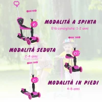 HOMCOM Trotineta 3 Roti pentru Copii Sa si Maner Inaltime Reglabila(m-6)