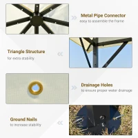 Outsunny Foisor Gradina 3x3m din metal cu Acoperis dublu, alb Cream(m-6)