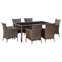 Outsunny Set Mobilier de Exterior cu 1 Masa si 6 Scaune de Gradina din PE Rattan(m-4)